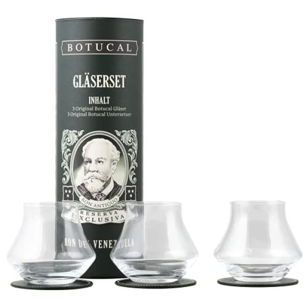 Rum-Geschenkset mit Dose, Filzuntersetzern und Rum-Gläsern von Botucal