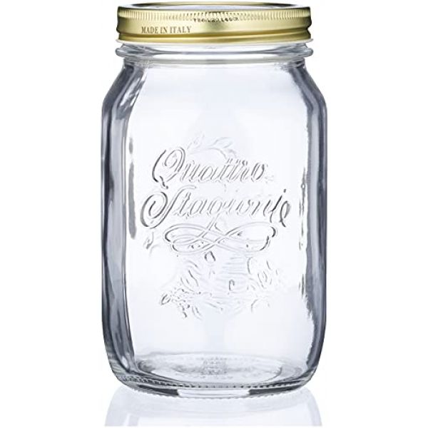 Retro-Vorratsgläser mit goldenem Deckel von Bormioli