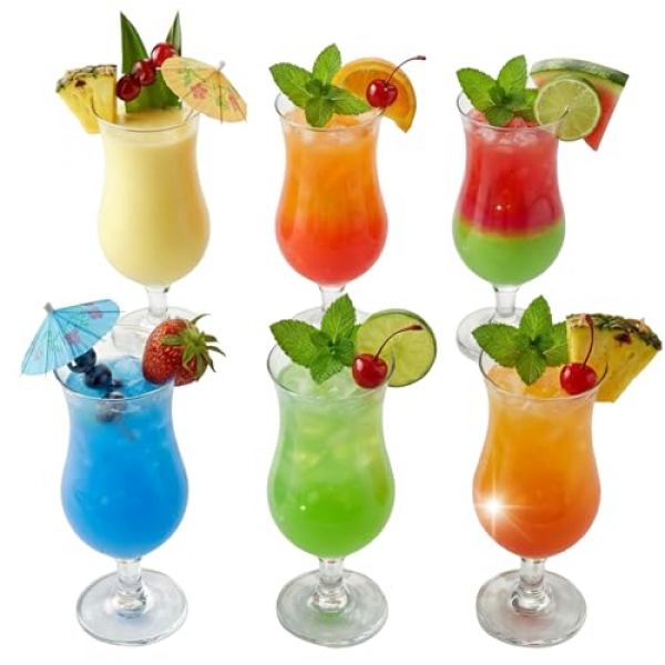 6 City Pina Colada Gläser in Hurricane-Form