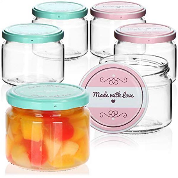 COM-FOUR® Einmachgläser mit zwei verschiedenen Deckeldesigns